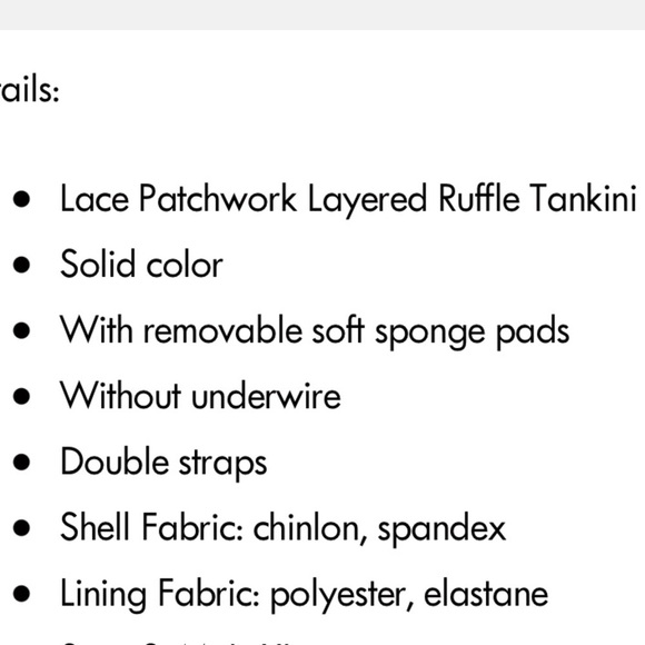 Black tankini with lace overlay and one shoulder design, new - Picture 5 of 9